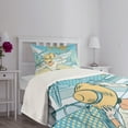 thumbnail image 5 of Ambesonne Retro Quilted Bedspread Set 2 Pcs, Aircraft Pop Art, Twin Size, Pale Blue Yellow, 5 of 6