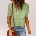 thumbnail image 2 of Womens Tops Womens Short Sleeve Crew Neck Lightweight Knit Sweater Blouse Trendy, 2 of 5