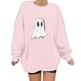 thumbnail image 2 of Halloween Women Oversized Sweatshirt without Hood Cute Ghost Pumpkin Printed Graphic Pullover Holiday Tops (L, Pink), 2 of 5