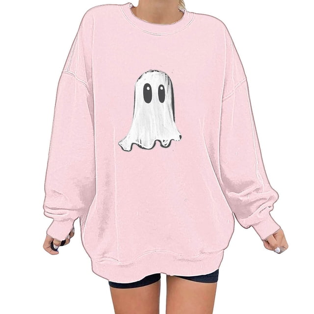 Jsaierl Sweatshirts pour Femmes Hauts Graphiques Tendance Imprimé Mignon Drôle Pulls Décontractés Col Rond Automne Manches Longues Sweatshirt