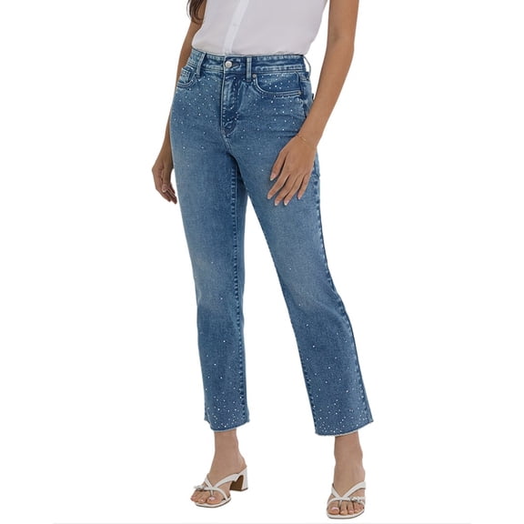 NYDJ womens  Marilyn Washed Crystal Straight Leg Jean, 6