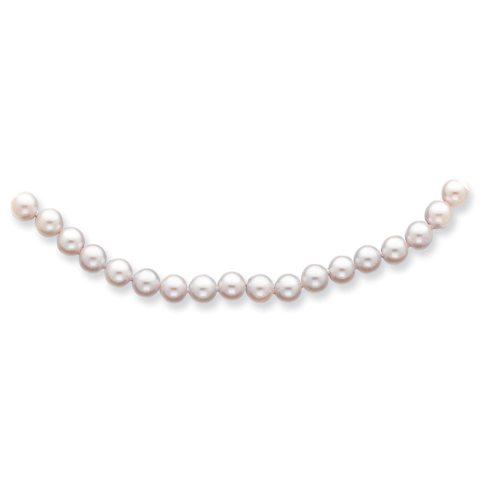 14K Yellow Gold 5-6mm Round White Saltwater Akoya Cultured Pearl Necklace 16 Inch 