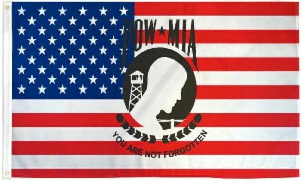 USA POW MIA 3 x 5 FT Flag w 6 Ft Spinning Tangle Free Pole + Bracket