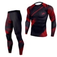 thumbnail image 2 of Minnieouse Ropa interior térmica masculina, traje de compresión, Calzoncillos largos, invierno, ajustados, función deportiva al aire libre, conjuntos de ropa negro rojo SG, 2 of 6