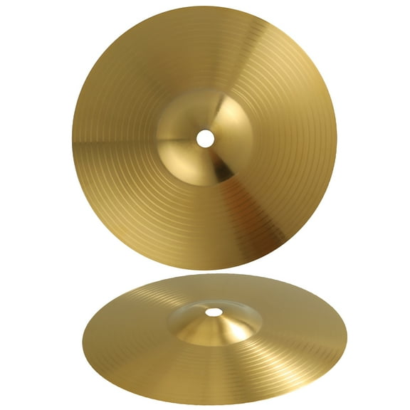 SEWOART 2Pcs Golden Metal Drum Cymbals for Jazz Drum Set Lightweight Portable Crash Cymbals