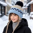 thumbnail image 2 of WUANDIXFA Kids Winter Hats Adorable Casual Knit Hat Fall Winter Cute Warm Stylish Hat,Blue,3-8 Years, 2 of 5