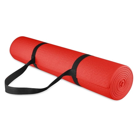 Open Box Fitvids 1/4” High Density Thick Non Slip Workout Yoga Mat, Red