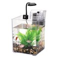 thumbnail image 2 of BeesClover Small Fish Tank, Aquarium Tank With LED Light, Wall Mounted Filter, Ecological Filtration, Oxygenation And Wave Making, Square Fish Tank For Living Room, 2 of 8