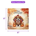 thumbnail image 5 of Happy Thanksgiving Bulldog Turkey Costume Pumpkins Autumn Leaves Set of 4 Stone Coasters Dog Lover Gifts Idea 4x4in Absorbent Soapstone Coaster - 13014, 5 of 5