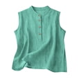 thumbnail image 4 of Lumtrix Linen Tank Tops For Women Cotton Summer Shirt Sleeveless Flowy Beach Vacation Tops Boho Casual Loose Fit Clothes Cyan S, 4 of 4