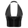 thumbnail image 3 of TSSOE Womens Glossy Leather Crop Tops Deep V Neck Punk Rivets Front Zip Tank Top Bodycon Vest Black M, 3 of 5