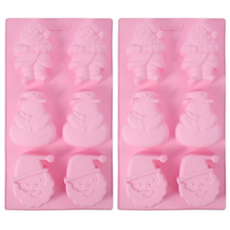 

2pcs 6-grid Silicone Cake Molds Christmas Santa and Snowman Baking Mold