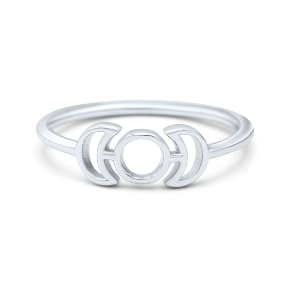 Attractive Crescent Double Moon Phases Triple Goddess New Fashionable Oxidized Size 4