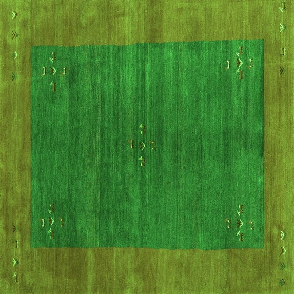 Ahgly Company Indoor Square Abstract Green Contemporary Area Rugs, 3' Square