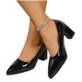 thumbnail image 4 of Miluxas Women’s Block Heel Pumps Mid Chunky Heels Close Round Toe Slip-On Comfortable Casual Dress Shoes for office Black 7.5(40), 4 of 8