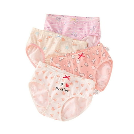 

Girls Underwear Size 2-3 Years Kids Baby Cute Cartoon Fashion Comfortable 4Pcs Adorable Colorful Lightweight Delicate Light Pink Training Pants