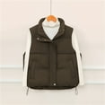 thumbnail image 2 of Htigea Womens Puffer Sleeveless Jackets Lightweight Stand Collar Vest Solid Zip Up Outerwear from Fall to Winter Coffee XXL, 2 of 3
