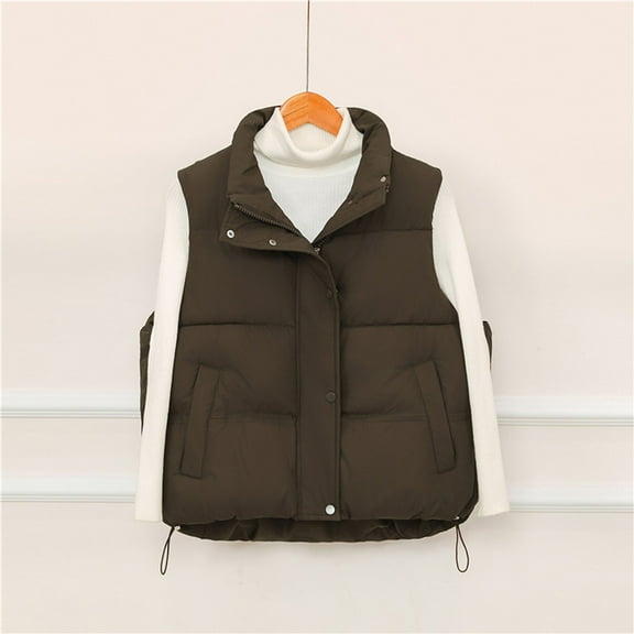 Women's Puffer Vest Zip Up Jacket Sleeveless Lightweight Lapel Collar Padded Gilet for Women Fall Winter Casual Warm with Pockets