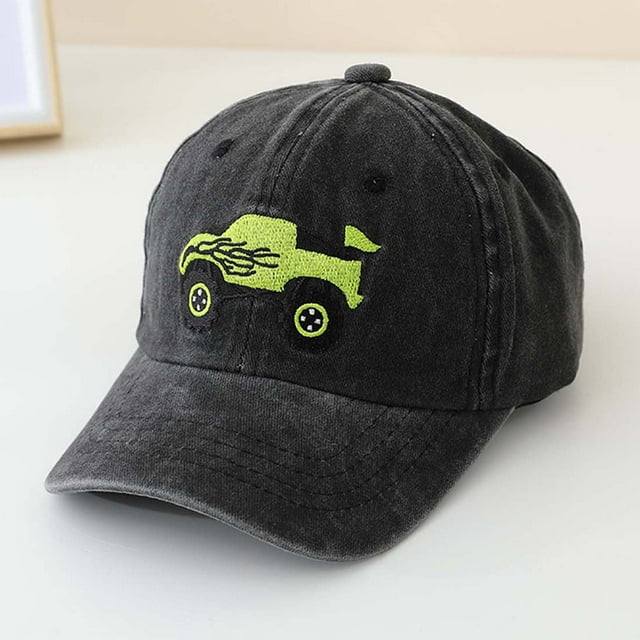 Kids Baseball Cap Sun Protection Black Baseball Cap Cartoon Adjustable Suitable for Daily Wear 2-8 Years