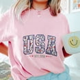 thumbnail image 3 of USA Est. 1776 Floral Print T-Shirt – Cute Patriotic Red White Blue Graphic Tee for Women, Summer 4th of July Independence Day Outfit Top, 3 of 7