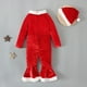 thumbnail image 5 of Ropa Para Niñas Pequeñas, Atuendo Para Niños Pequeños, Moda Navideña Para Niños, Mono Con Lazo De Manga Larga Y Trompeta , Pantalones Acampanados, Traje Rojo Odeerbi LM103-9365, 5 of 9