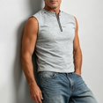 thumbnail image 4 of Nmnitkp Tank Tops Men Half-Zip Sleeveless Tank Tops, Loose Fit Crew Neck Breathable Solid Color Shirts for Summer Casual, Workout & Streetwear Wear Gray,M, 4 of 6