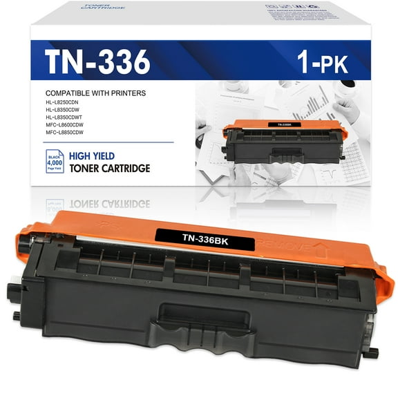 1-Pack TN336 Toner Cartridge Compatible for Brother TN336 TN-336BK TN336BK High Yield Black for HL-L8250CDN L8350CDW L8350CDWT MFC-L8600CDW L8850CDW Printer Ink