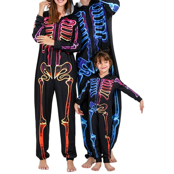 GuliriFei Halloween Family Matching Pjs Sets Skeleton Print Hoodie ...