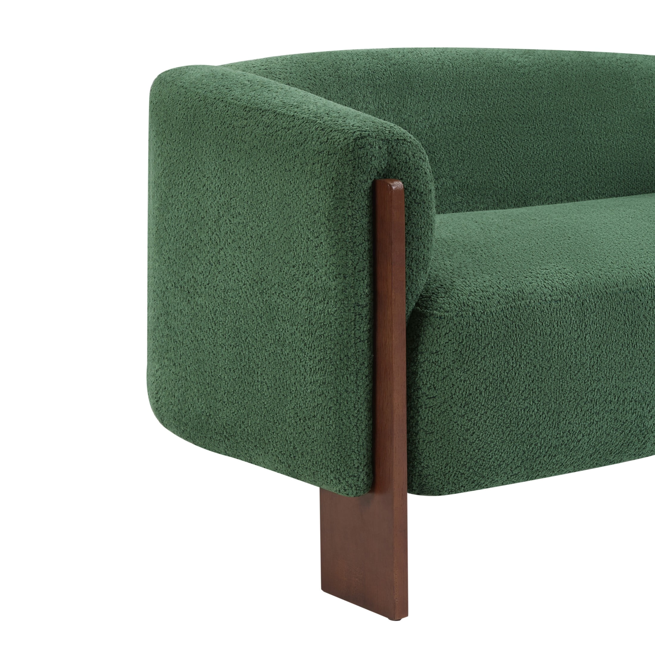 Christopher Knight Home Curved Boucle Loveseat, 2-Seater Sofa with Rubberwood Legs, Foam Cushion, Green