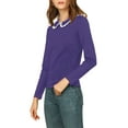 thumbnail image 4 of INSPIRE CHIC Women's Doll Collar Long Sleeve Casual Blouse Tops Purple XS, 4 of 6