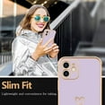 thumbnail image 6 of Compatible with iPhone 12 Case for Women Girls Cute Gold Heart Pattern Luxury Plating Soft TPU Silicone Shockproof Phone Case Protective Bumper Cover for iPhone 12(6.1 inch),Purple, 6 of 14