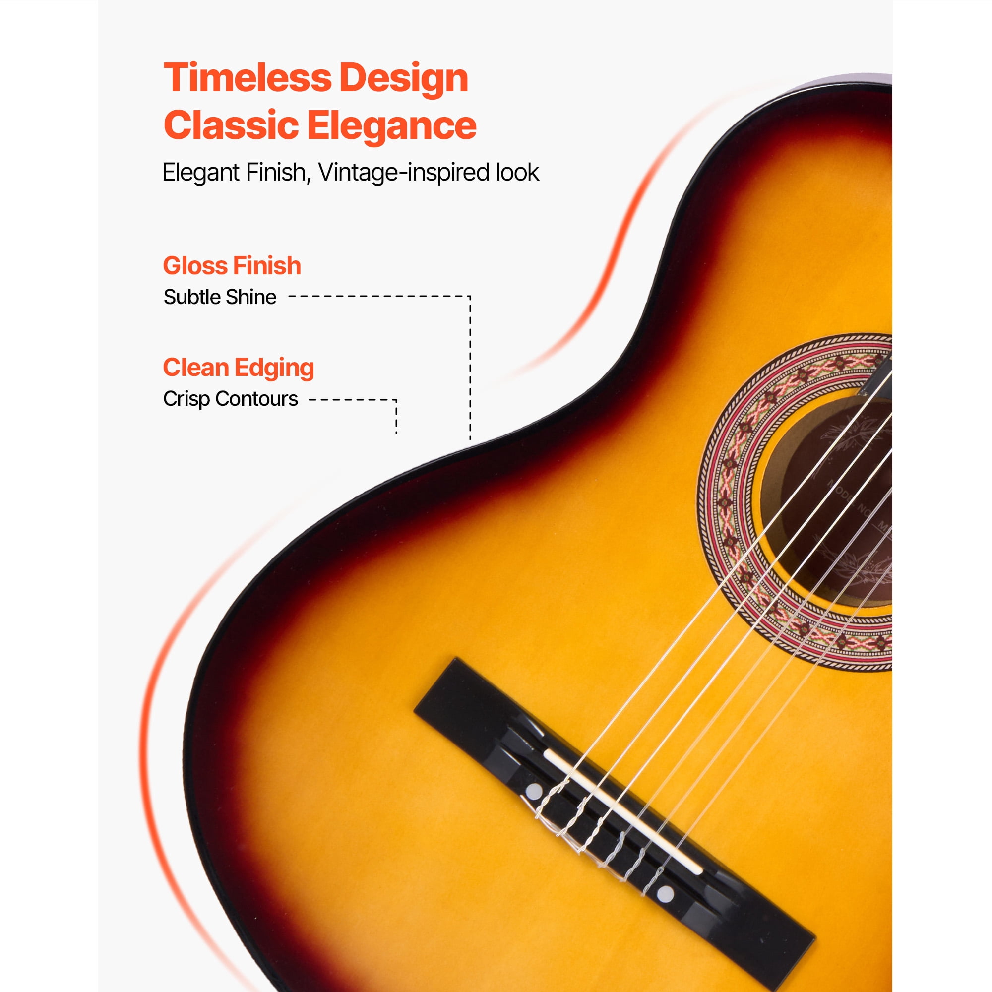 KFFKFF 38-Inch Classical Guitar Starter Set, Wooden Acoustic Guitar with Nylon Strings, Gig Bag, Strap, Tuner, Extra Strings, Picks, and Capo, Ideal for Beginners, Teens, Adults, and Students