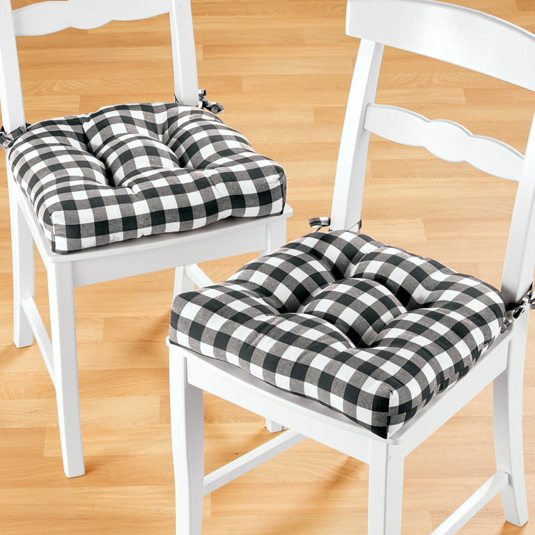 Achim CHCHPDBK14 Chase Tufted Chair Seat Cushions Black - Set of 2
