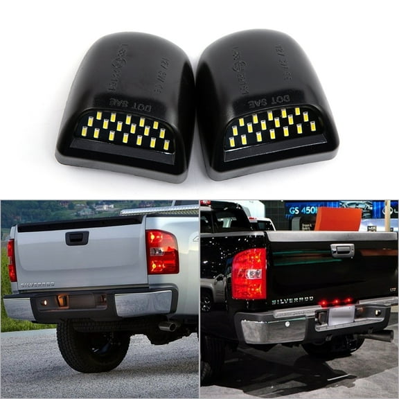 Evomosa LED License Plate Light Exterior Decorative Lights fits Chevy Silverado GMC Sierra White, 2 Pieces