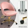 thumbnail image 6 of Furniliving Modern Mid-Back Office Chair Swivel Task Chair Velvet Dining Chairs for Living Room Bedroom, Pink, 6 of 11