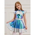 thumbnail image 2 of Hansber Déguisement pour Filles Enfants Alien Robe Métallisée à Manches Cap Halloween Espace Extra-Atmosphérique Robot Astronaute Tenue de Cosplay Argent 14, 2 of 7