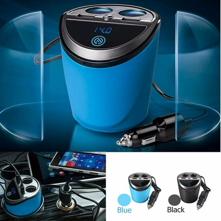 - Quick Charge 3.1A 12V/24V Smart LCD Dual USB Charger 2 Way Splitter Car Cup Holder Cigarette Lighter Socket Power Adapter Display Voltage Current Alarm
