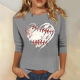 thumbnail image 2 of Dyfzdhu Baseball Shirts Women 3/4 Sleeve Casual Heart Baseball Graphic Tees Loose Fit Trendy Spring Summer Tops Gray, 2 of 5