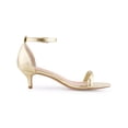 thumbnail image 5 of BLISSFUL STEP Women's Shoes Metallic Ankle Strap Kitten Heel Square Toe Sandals Gold 7, 5 of 7