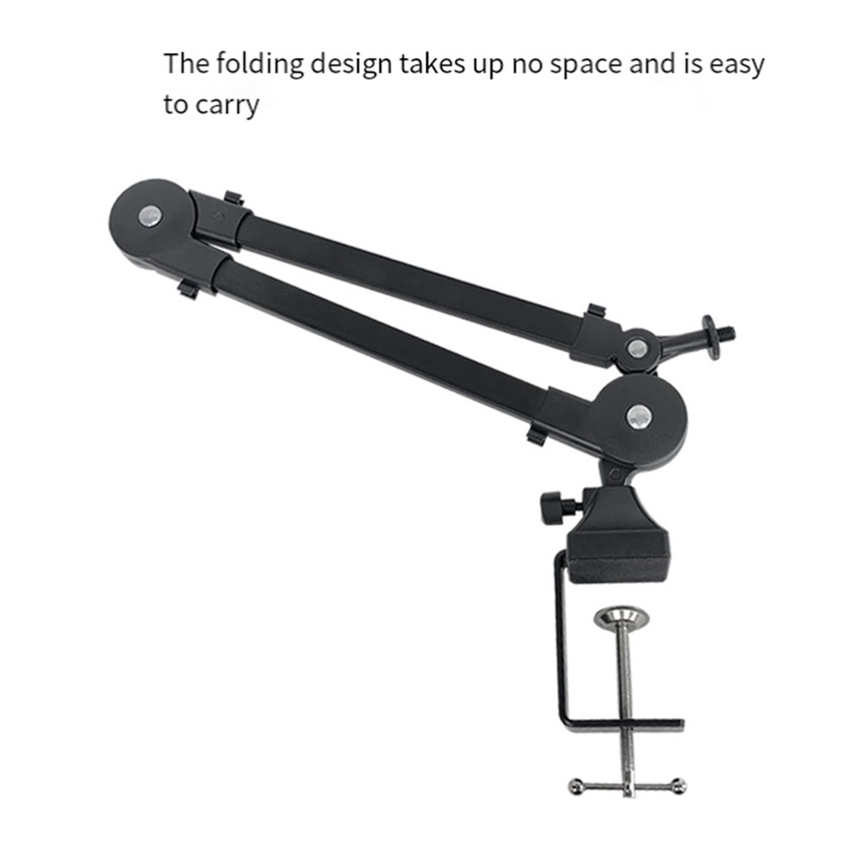 2X Heavy Duty Microphone Arm Stand Adjustable and Foldable for Studio and Live Performances,2 x Microphone Scissor Arm 2 x Table Mounting Clamp,Black