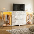 thumbnail image 3 of Snhomee Dresser with Clothes Rack White Dresser for Bedroom Dresser with 6 Fabric Drawers & LED Charging Station, 3 of 8