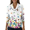 thumbnail image 4 of Dwralegc Womens Sweaters Loose Printed Scrub Cowl Neck Knit Pullover Long Sleeve Blouses Jumper Casual Autumn and Winter Sweater Multicolor S, 4 of 5