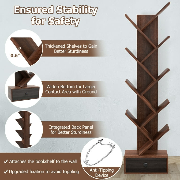 【送料無料】Collection Shelf / BROWN Costway 2-Pieces 29.5 in. Tall Brown Wood 3-Shelf Open Bookcase