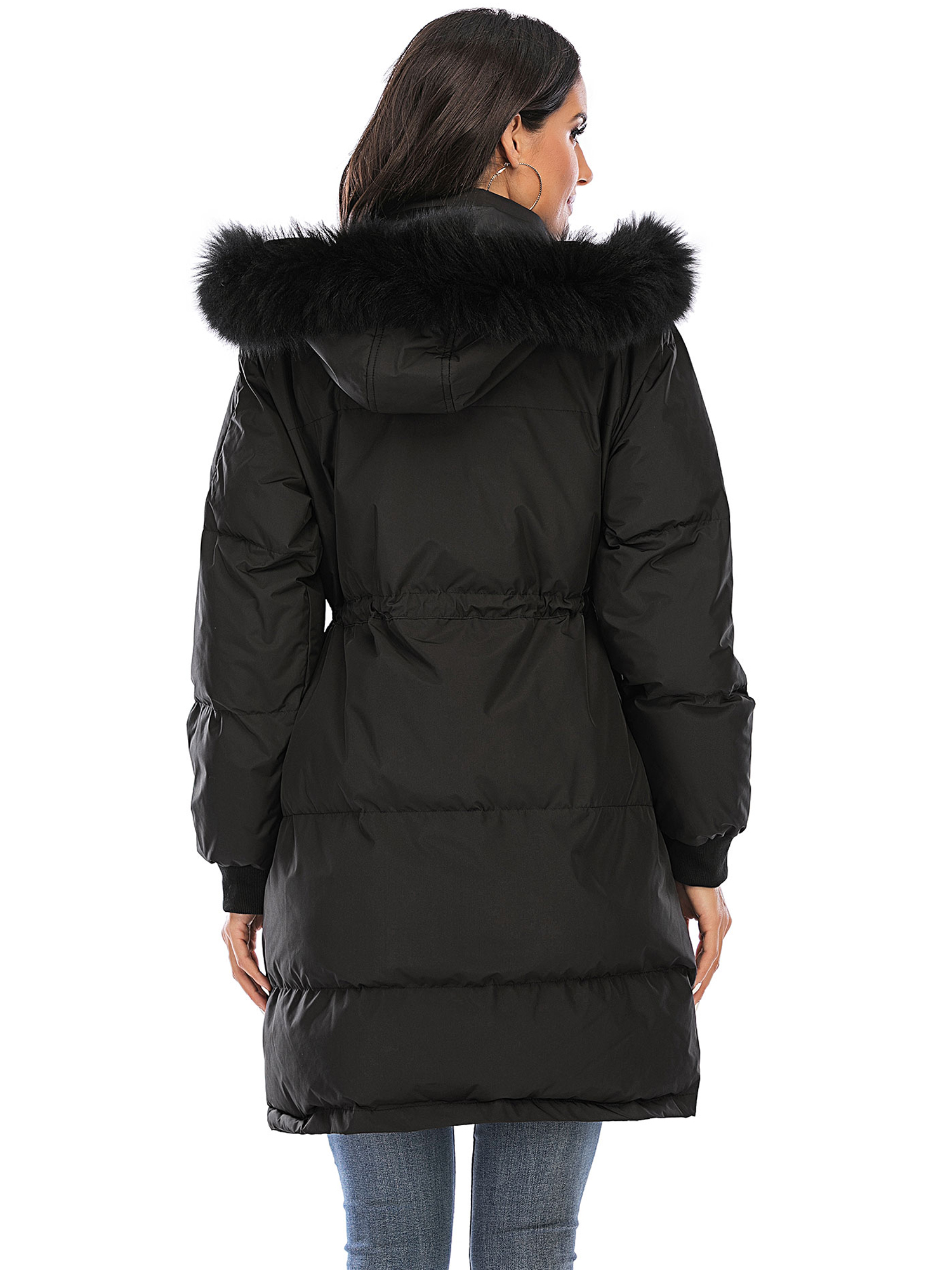 LELINTA Women's Down Blend Quilted Jacket Puffer Jacket Detachable Hood with Fur Collar, Camouflage - image 5 of 7