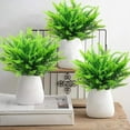 thumbnail image 6 of 4 Bundles Fern Outdoor Artificial UV Resistant Ferns Shrubs Greenery Stems for Garden Front Porch Patio Indoor Home Office Window Box Table Decorations and Landscaping, 6 of 9