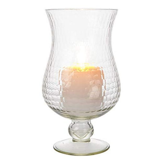 Luna Bazaar Large Mercury Glass Hurricane Pillar Candle Holder (5x10inch, Abigail Design, Gold