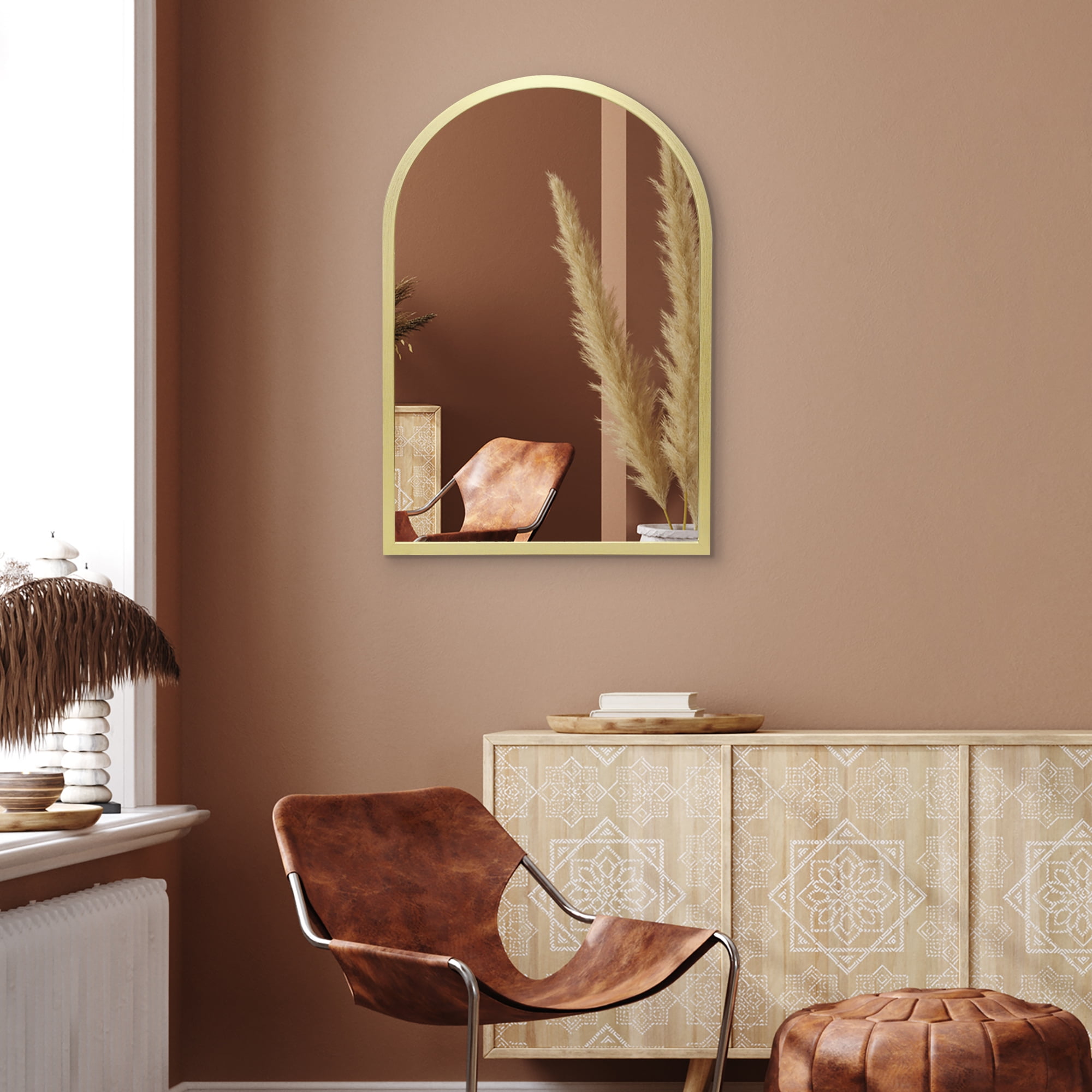 Americanflat - 20x30 Gold Framed Curved Arched Mirror for Bedroom Living Room Bathroom