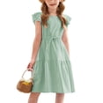 thumbnail image 5 of Arshiner Toddler Green Dress Summer Beach Cute Girls Ruffle Dresses Size 4, 5 of 7
