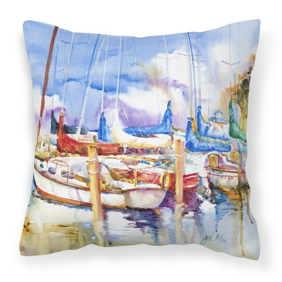 Carolines Treasures JMK1233PW1414 Runaway Sailboats Canvas Fabric Decorative Pillow  14Hx14W multicolor