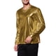thumbnail image 4 of INSPIRE CHIC Camisetas de Hombre de Cuello Redondo de Manga Larga Brillante Top M Dorado, 4 of 7